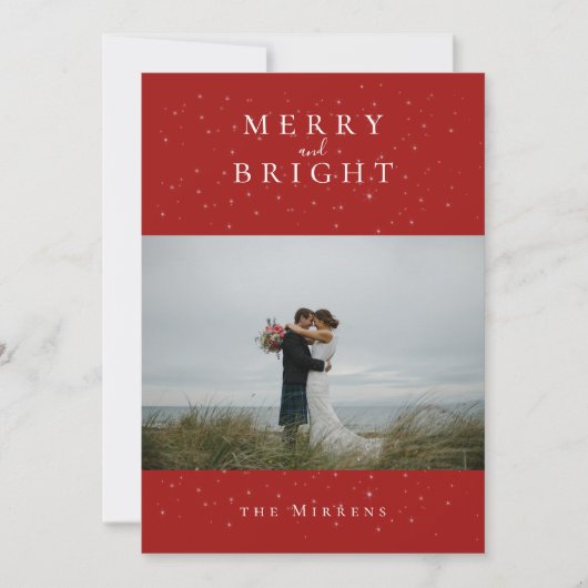 Carte de vacances photo rouge hivernal envoûtant (Devant)