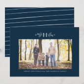 Carte de vacances photo rustique avec monogramme b (Devant / Derrière)