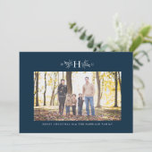 Carte de vacances photo rustique avec monogramme b (Debout devant)