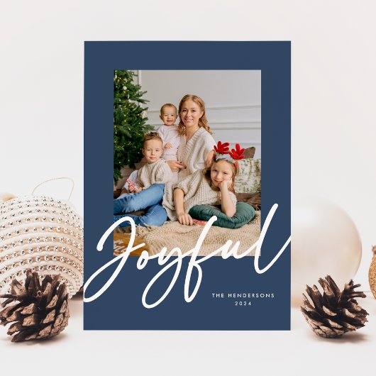 Carte de vacances Photo Script Bleu Joyeux