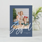 Carte de vacances Photo Script Bleu Joyeux (Debout devant)