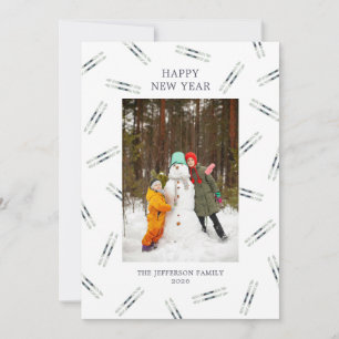 Carte de vacances photo skis vintage