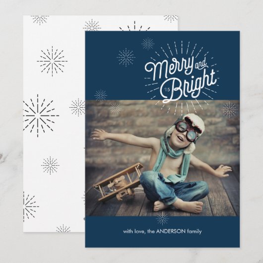 Carte de vacances photo Starburst 1 en Marine (Devant / Derrière)