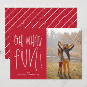 Carte de vacances photo typographique Oh What Fun (Devant / Derrière)