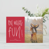 Carte de vacances photo typographique Oh What Fun (Debout devant)