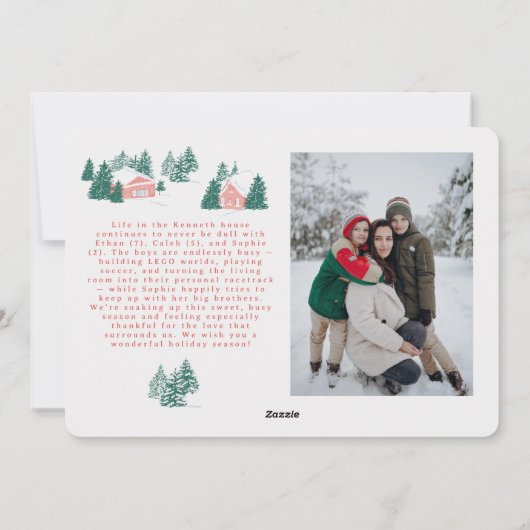 Carte De Vacances Photo Village Cosy Dessinée À La (Dos)