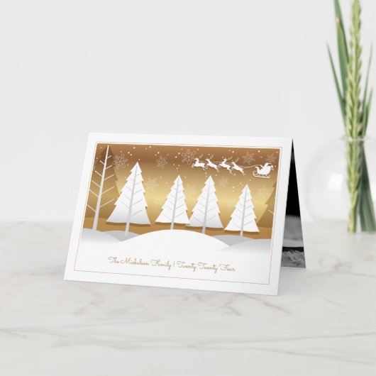 CARTE DE VACANCES PHOTO | Vol du Père Noël d'or (Devant)