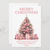 Carte de vacances Pink Christmas Tree (Devant / Derrière)
