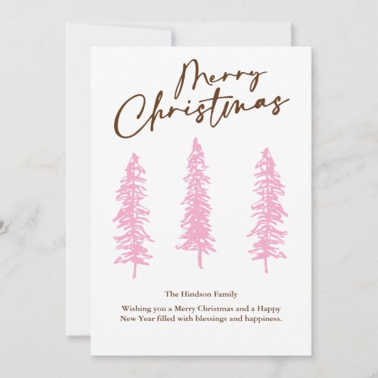 Carte de vacances Pink Christmas Tree moderne (Devant)