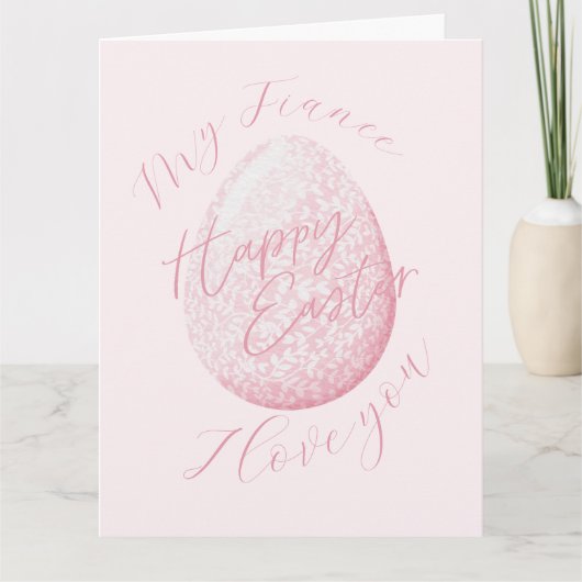 Carte de vacances Pink Cute Happy Easter Egg Fianc (Devant)
