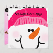 Carte de vacances Pink Snowman customisée (Devant / Derrière)