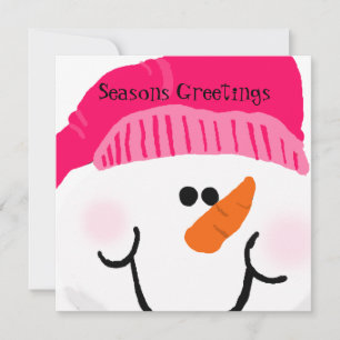 Carte de vacances Pink Snowman customisée