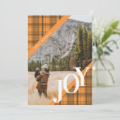 Carte de vacances plaid JOY diagonale orange (Debout devant)