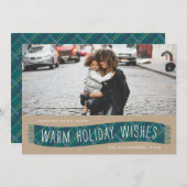 Carte de vacances Plaid Winter Scarf - Turquoise (Devant / Derrière)