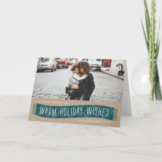 Carte de vacances Plaid Winter Scarf - Turquoise (Devant)