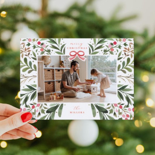 Carte de vacances plat cadre botanique aquarelle