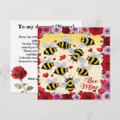 Carte de vacances plate avec cadre floral "Bee Min (Devant / Derrière)