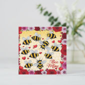 Carte de vacances plate avec cadre floral "Bee Min (Debout devant)