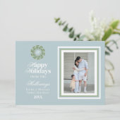 Carte de vacances plate avec monogramme en script (Debout devant)