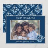 Carte de vacances plate avec photo de poinsettia b (Devant / Derrière)