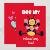 Carte de vacances plate Bee My Valentine's Day Fri (Devant / Derrière)