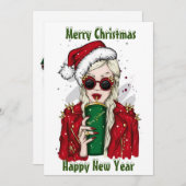 Carte de vacances plate de belle fille (Devant / Derrière)