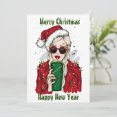 Carte de vacances plate de belle fille (Debout devant)