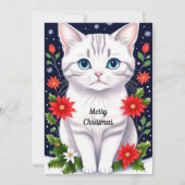 Carte de vacances plate de chaton blanc mignon (Devant)