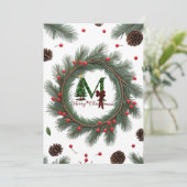 Carte de vacances plate de couronne de bois classi (Debout devant)