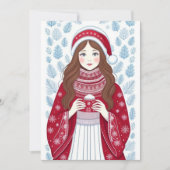 Carte de vacances plate de fille de Noël (Devant)