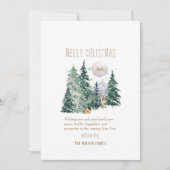 Carte de vacances plate de forêt de cerfs à l'aqua (Devant)