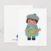 Carte de vacances plate de garçon chibi mignon (Devant / Derrière)