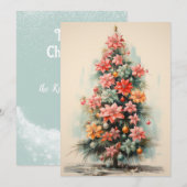 Carte de vacances plate de Noël avec un arbre de c (Devant / Derrière)