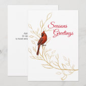 Carte de vacances plate de Noël Cardinal (Devant / Derrière)