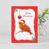 Carte de vacances plate de petit oiseau de Noël (Debout devant)