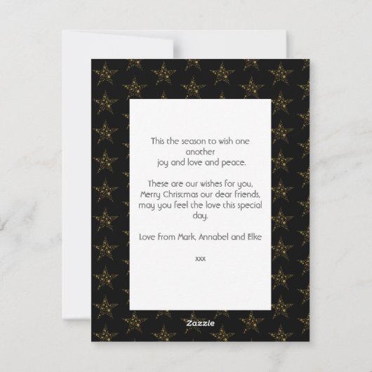 Carte de vacances plate de photo de script doré mo (Dos)