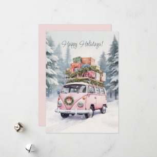 Carte de vacances plate de Vanagon rose