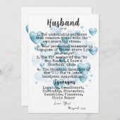 Carte de vacances plate Définition drôle de mari (Devant / Derrière)