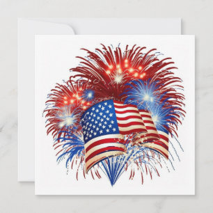 Carte de vacances plate du 14 juillet avec feux d'
