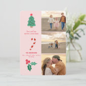 Carte de vacances plate en collage rose (Debout devant)