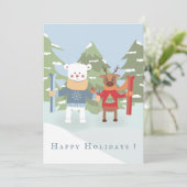 Carte de vacances plate et mignonne d'ours polaire (Debout devant)