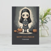 carte de vacances plate Halloween fille (Debout devant)