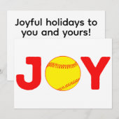 Carte de vacances plate Joy Softball (Devant / Derrière)