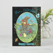 Carte de vacances plate noire de Pâques avec pouss (Debout devant)