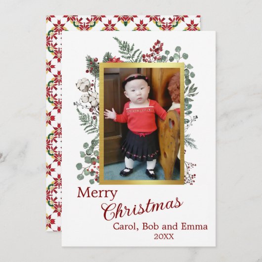 Carte de vacances plate photo de baies et de botan (Devant / Derrière)