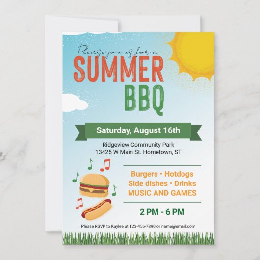 Carte de vacances plate pour BBQ d'été (Devant)