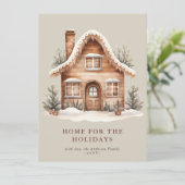 Carte de vacances plate pour maison rustique beige (Debout devant)