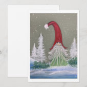 Carte de vacances plate scène hivernale gnome (Devant / Derrière)