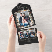 Carte de vacances pliable en trois noire (Déchirure)