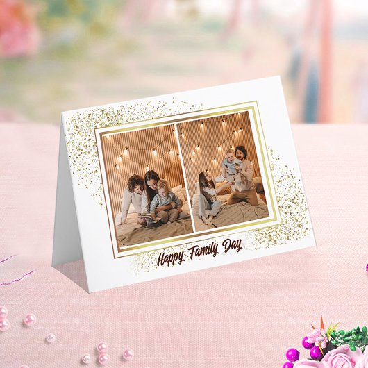 Carte de vacances pliée avec photos de famille de 